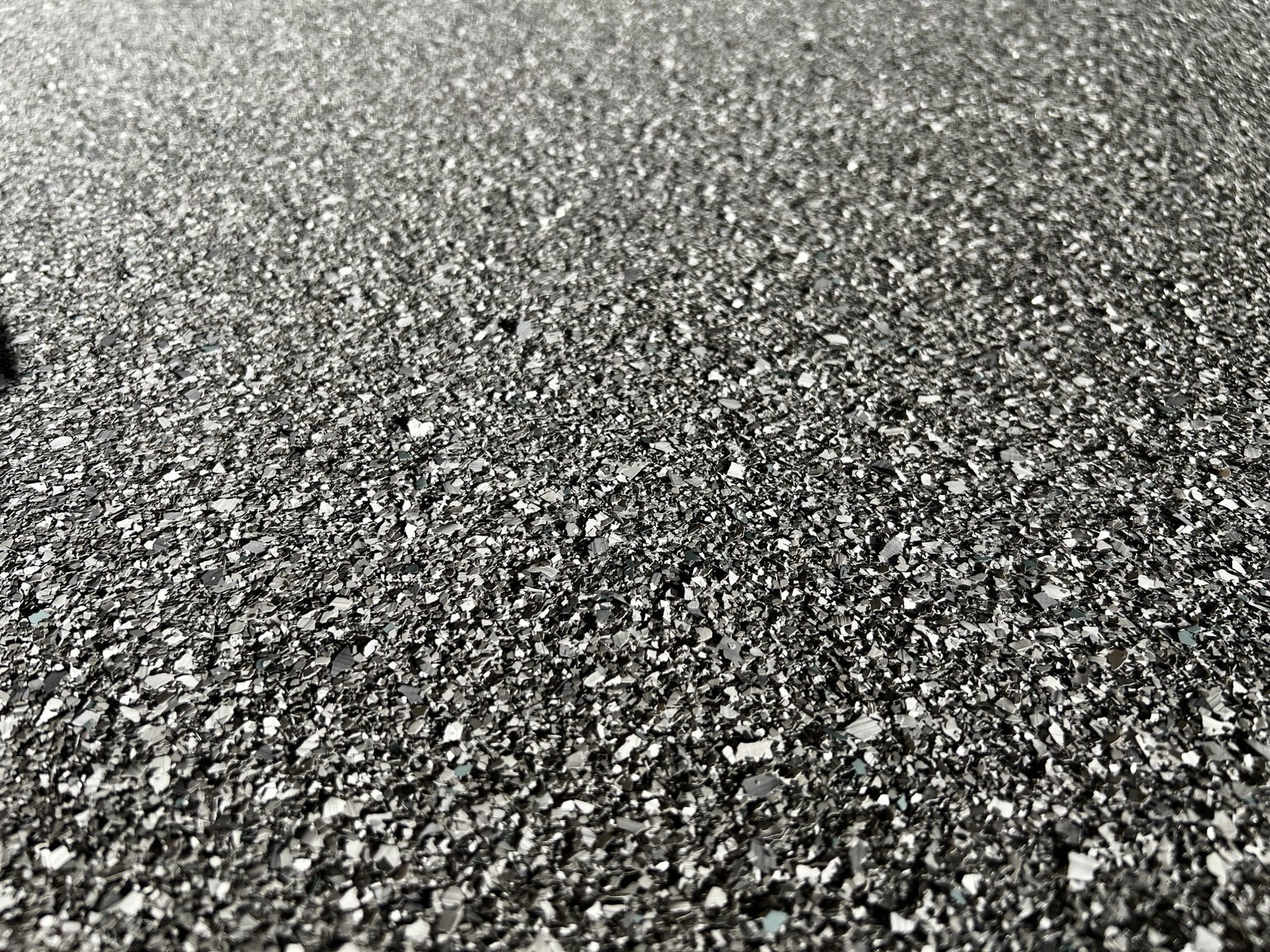 Decorative flake floor closeup